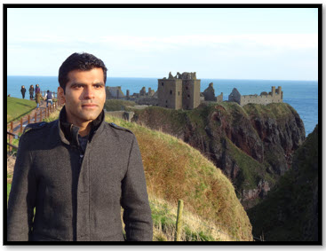 Professor Dr Saim Memon in Dunnottar Castle, Aberdeenshire, Scotland UK