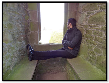 Professor Dr Saim Memon in Dunnottar Castle, Aberdeenshire, Scotland UK