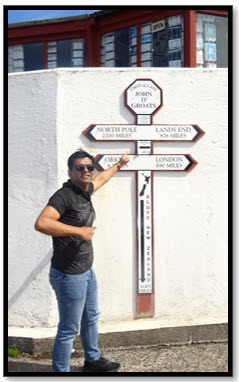 Saim Memon in John O' Groats, Scotland British Scientist Chartered Engineer Editor Professor Doctor