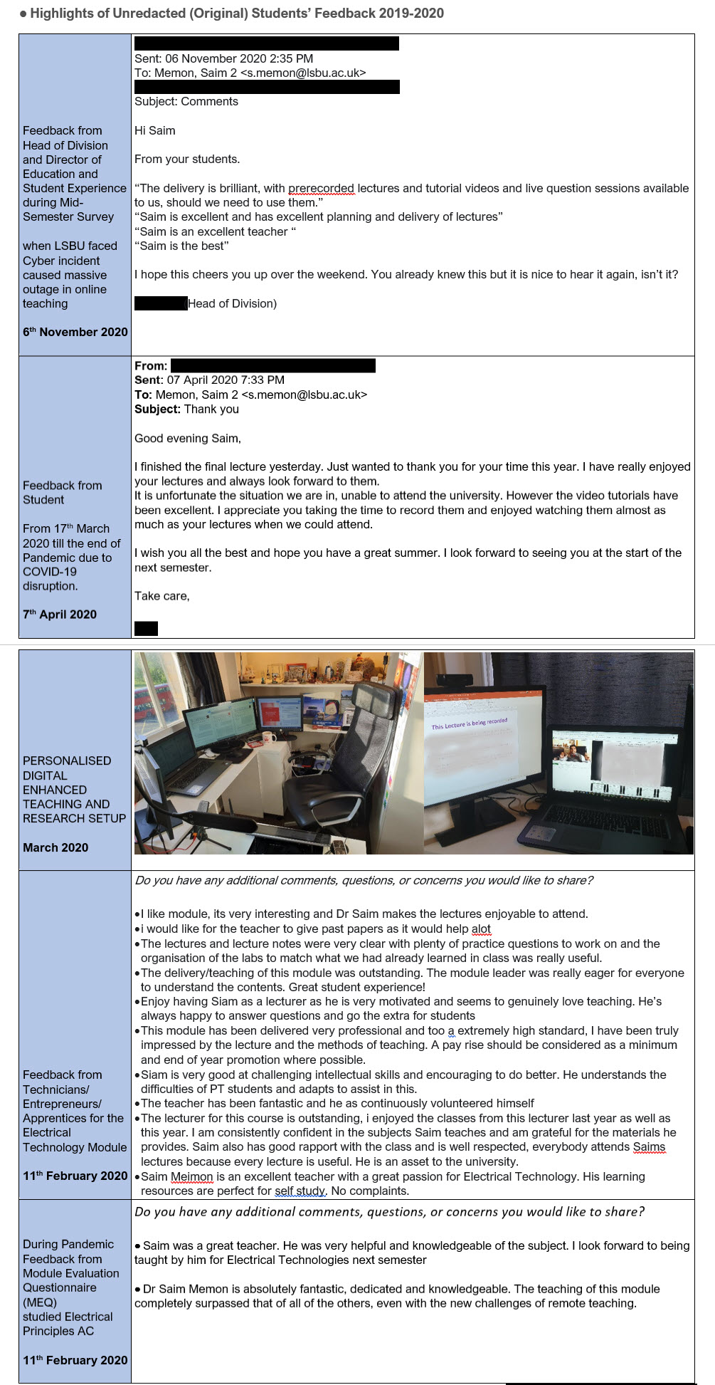 Student Feedback Teaching and Supervision Excellence to Professor Dr Saim Memon Part 2