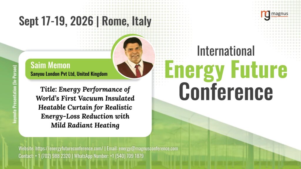 Keynote Speaker Rome Italy Heatable Curtain Energy Performance, IEFC 2026