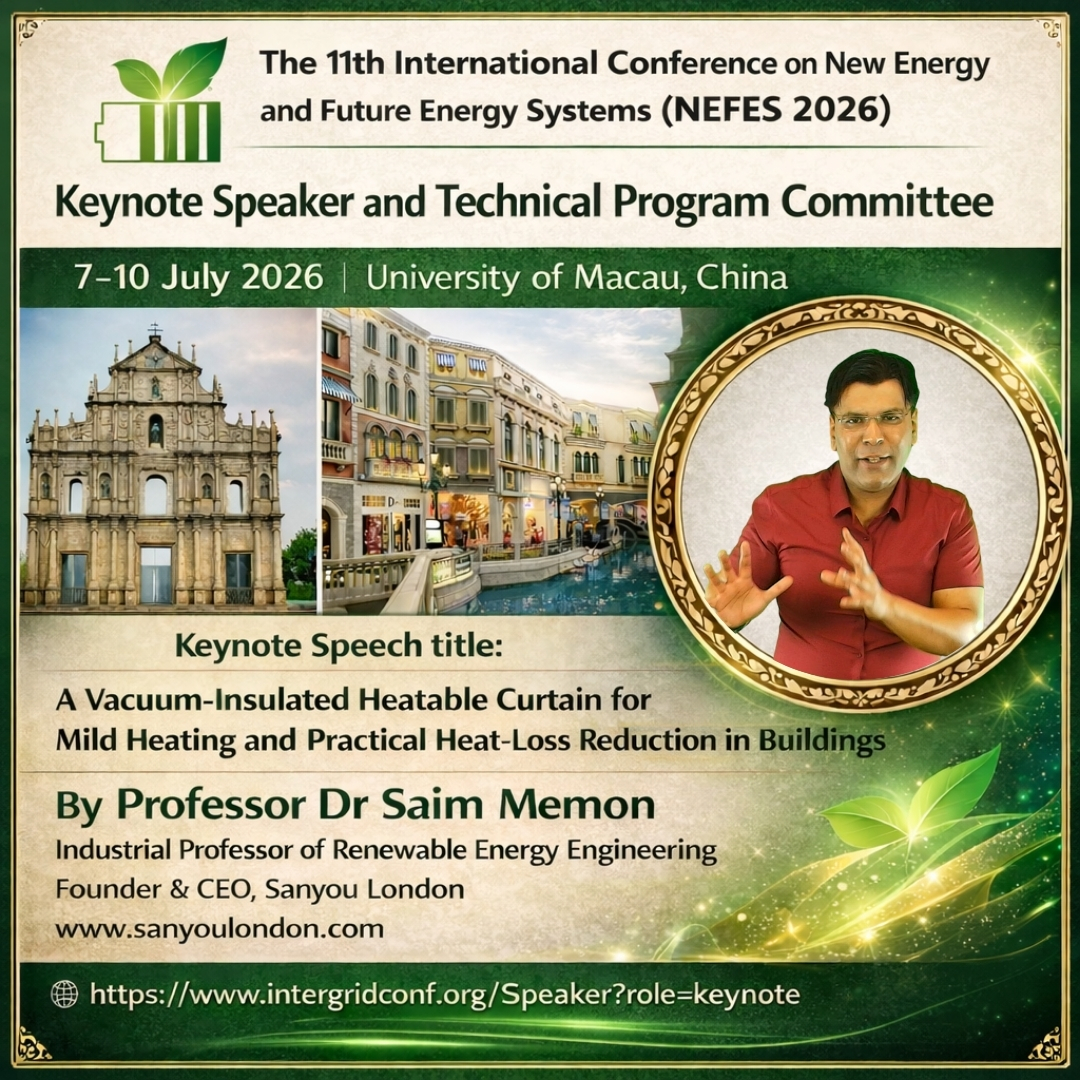 Keynote Speaker in Macau China Heatable Curtain Heat Loss, NEFES 2026 Saim Memon